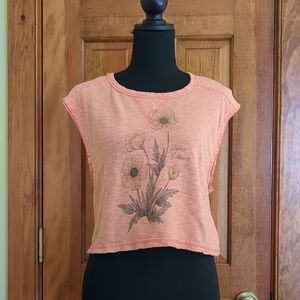American Eagle Outfitters Peach Floral Crop Top